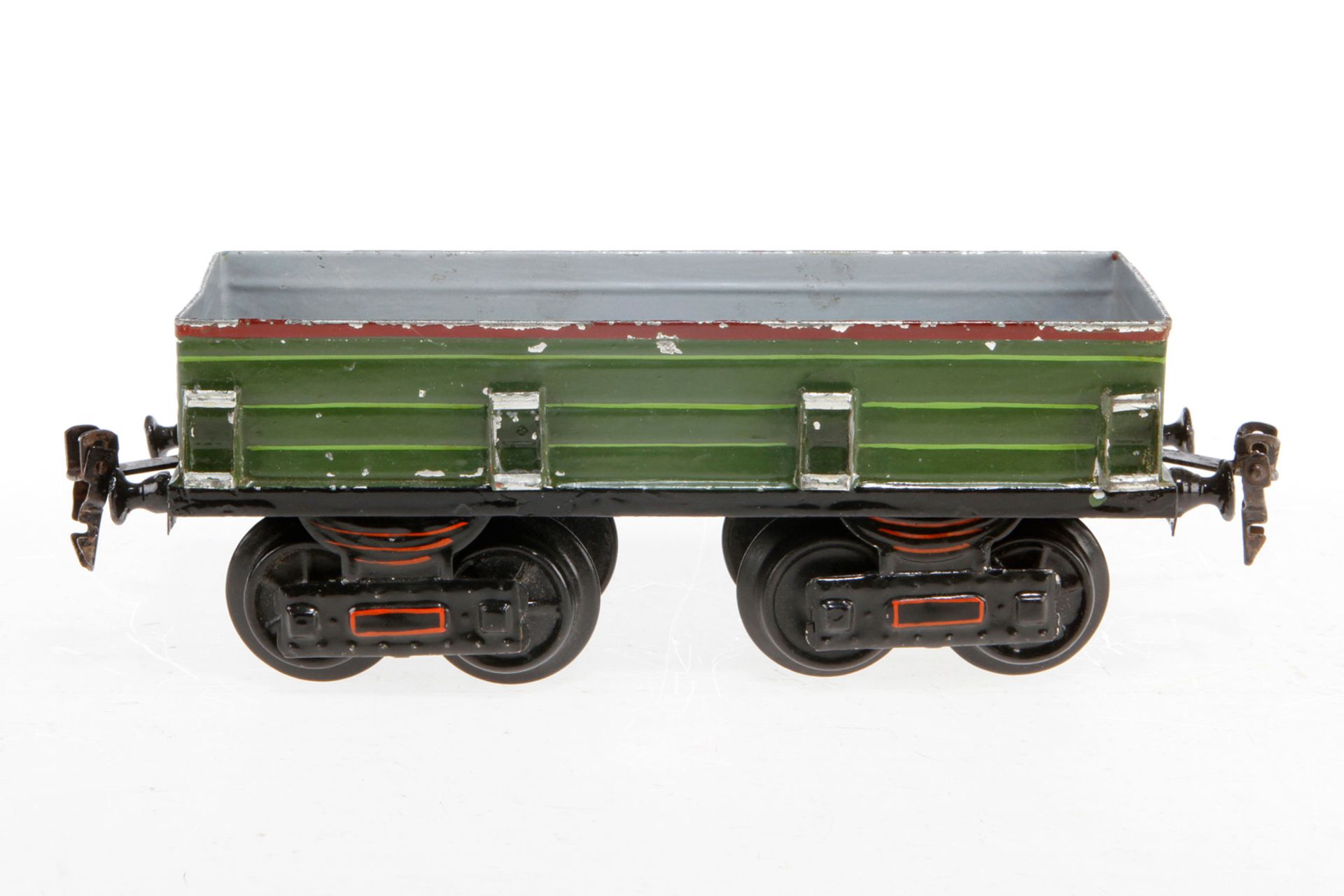 Märklin Planewagen 1910, S 1, uralt, handlackiert, ohne Rungen und Plane, Rahmen nachlackiert, Lacks