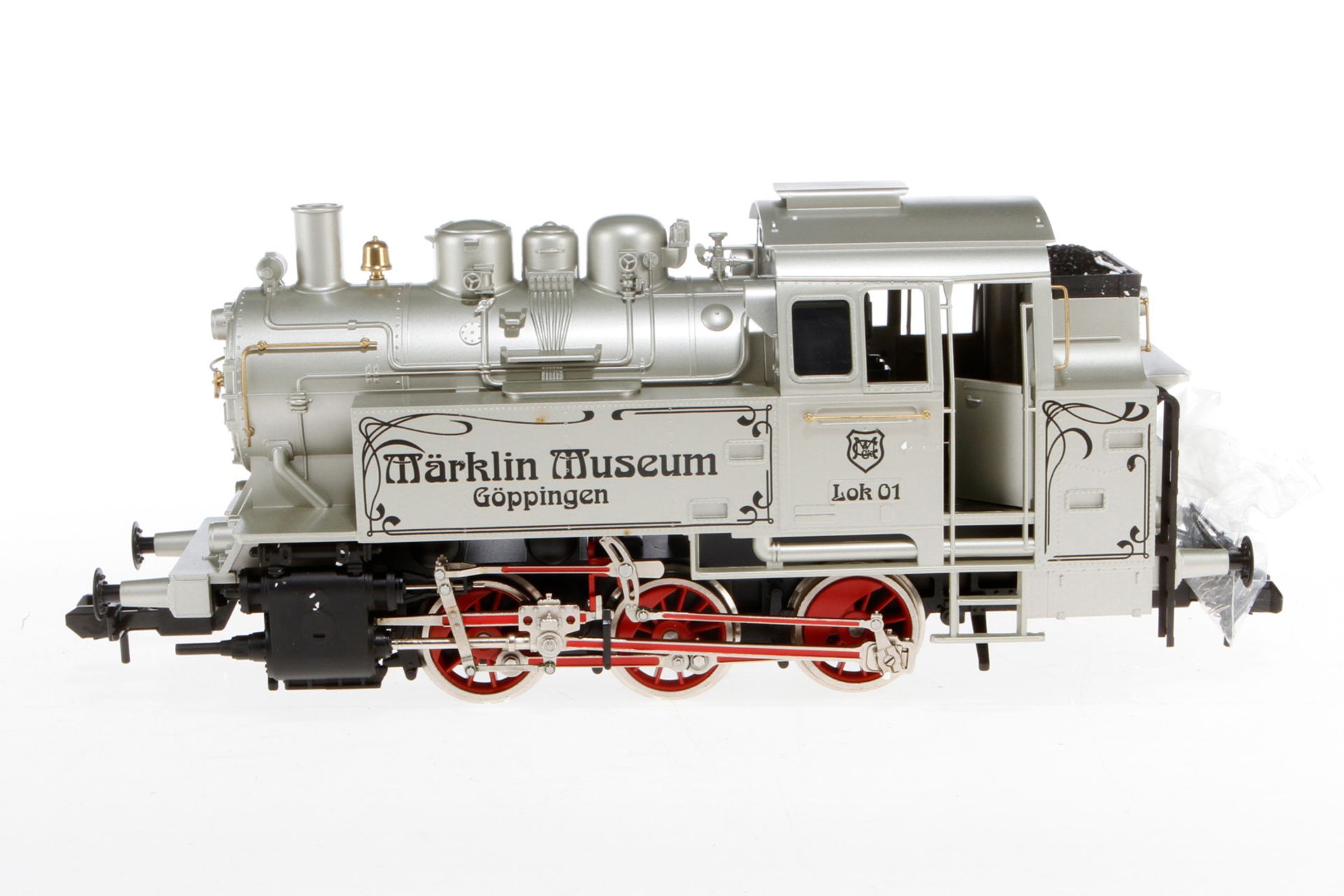 Märklin C-Tenderlok ”Lok 01” 85510, S 1, elektr., silbergrau, Alterungsspuren, Originalkarton, Z 2