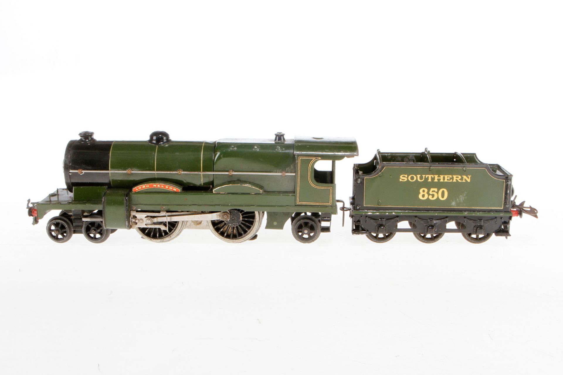 Hornby 2-B-1 Dampflok ”Lord Nelson 850 SR”, S 0, elektr., grün/schwarz, mit Tender und 1 el. bel. St