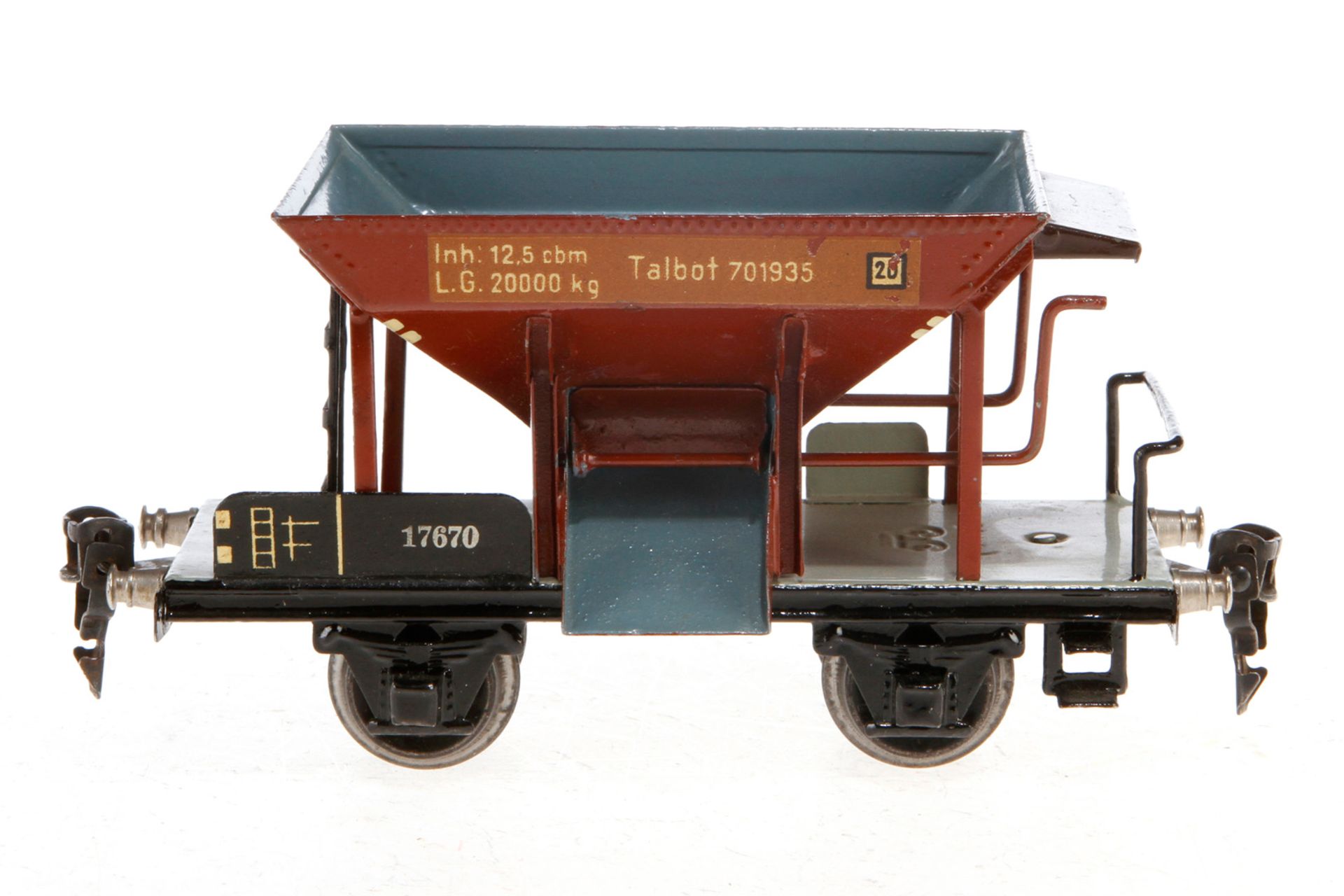 Märklin Schotterwagen 1767, S 0, handlackiert, teilweise nachlackiert, L 16,5, Z 4