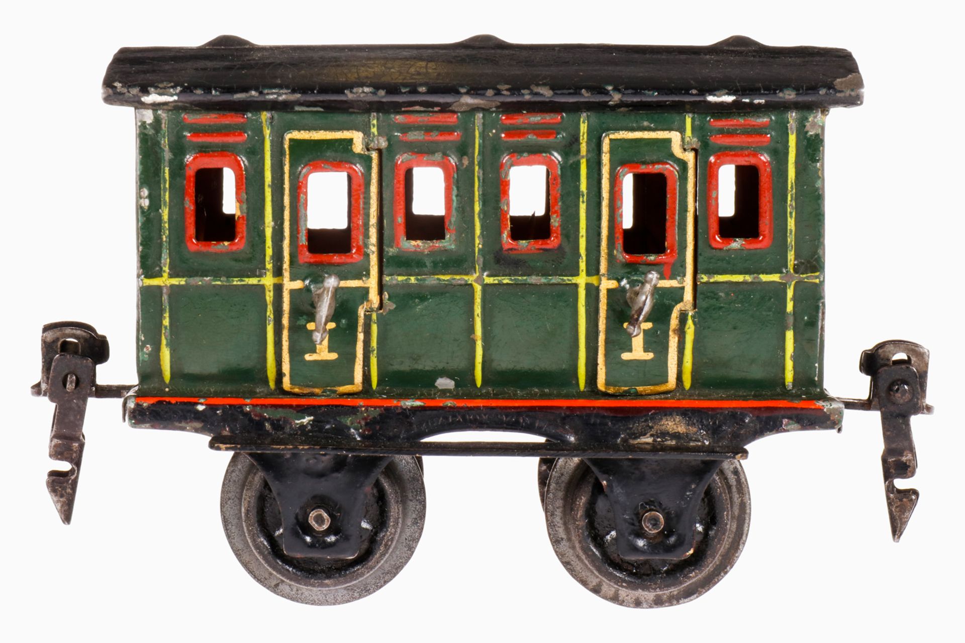 Märklin Abteilwagen 1806, S 0, uralt, handlackiert, mit Inneneinrichtung und 4 AT, 1 Trittbrett erse