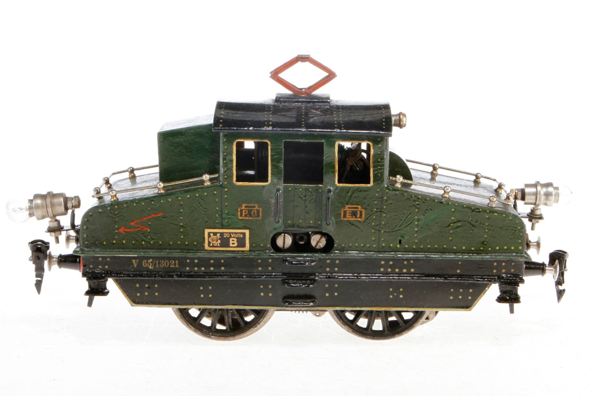 Märklin E-Lok V 65/13021, S 1, elektr., grün, mit je 1 el. bel. Stirnlampe, Frontbereiche von Nasen 