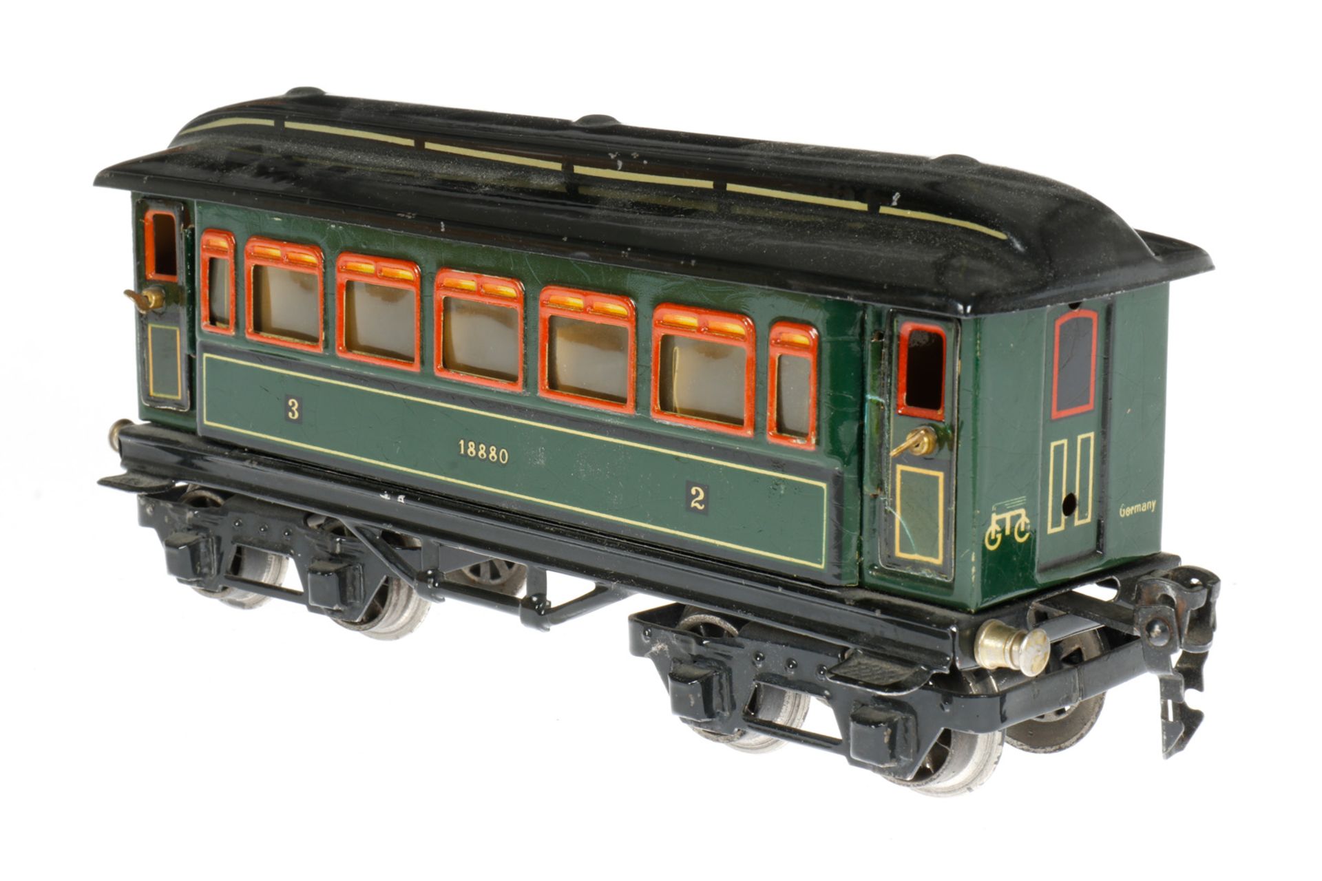 Märklin Personenwagen 1888, S 0, CL, mit Inneneinrichtung und 4 AT, kleine Austupfungen, LS und - Image 3 of 6