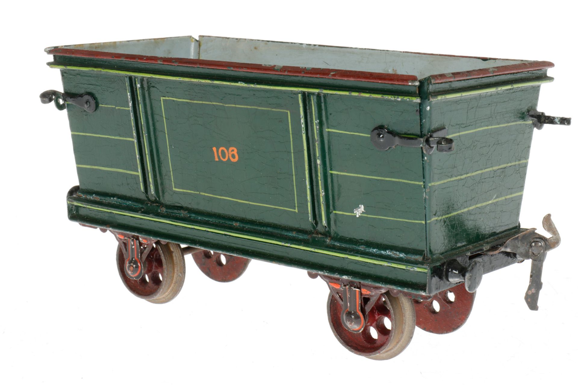 Märklin Rübenwagen “106“ 1832, S 2, uralt, HL, mit Gussrädern, LS und gealterter Lack, L 22, Z 2-3 - Bild 2 aus 5