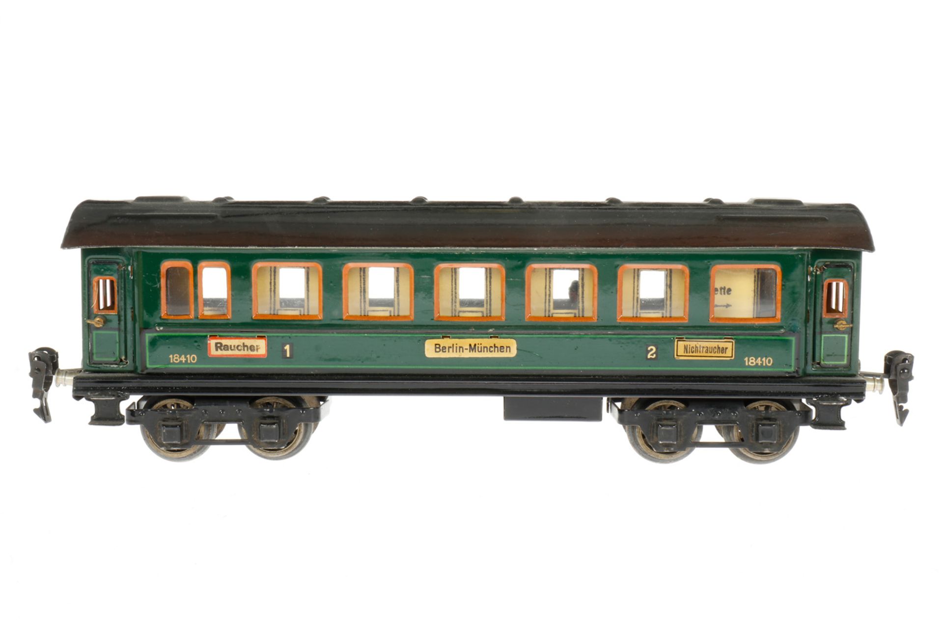 Märklin Personenwagen 1841 G, S 0, CL, mit Inneneinrichtung, 4 AT und Schildern, kleine