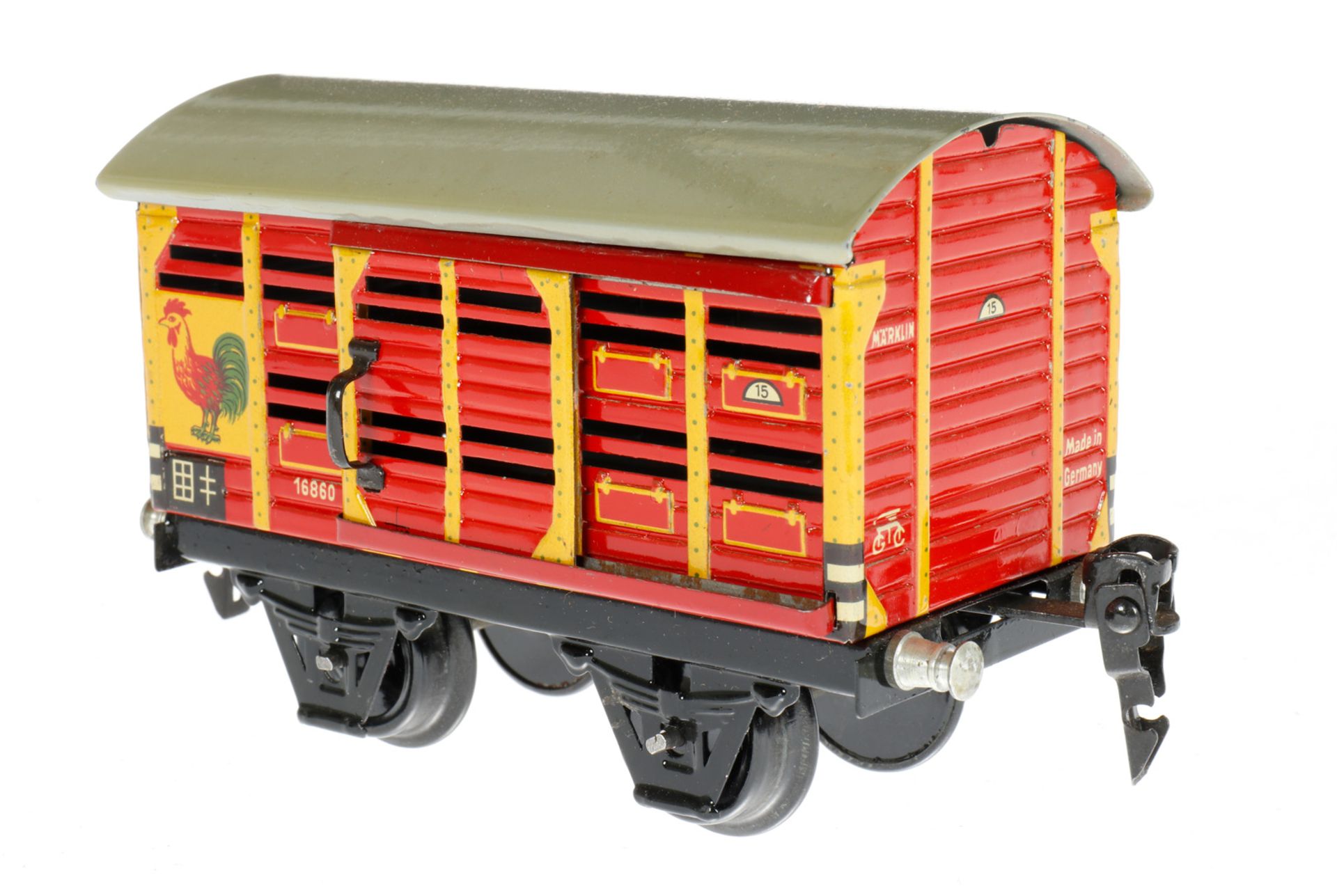 Märklin Kleintierwagen 1686, S 0, CL, mit 1 ST und Zwischenboden, LS und gealterter Lack, L 13, im - Image 3 of 7