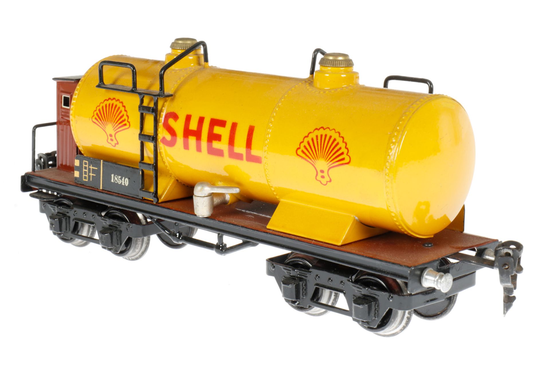 Märklin Shell Kesselwagen 1854, S 0, HL, mit BRH, LS tw ausgeb., gealterter Lack, Rahmen tw - Bild 3 aus 5