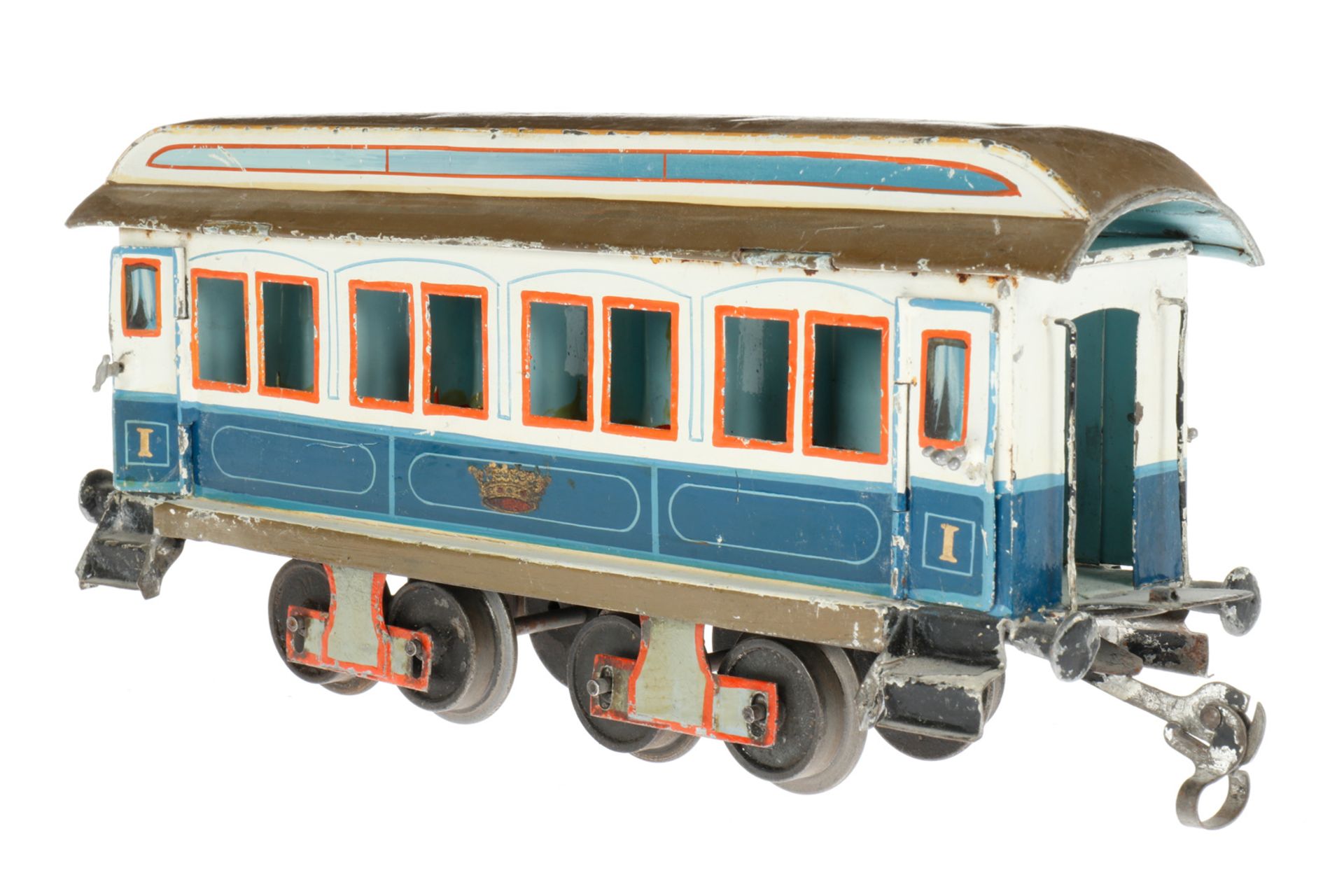 Märklin Personenwagen “50“ 1841 K, S 1, uralt, blau/weiß, HL, mit Inneneinrichtung, 4 AT und - Bild 3 aus 6