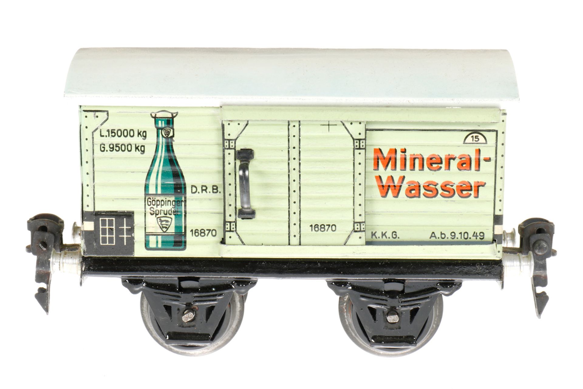 Märklin Mineralwasserwagen 1687, S 0, CL, mit 1 ST, LS und gealterter Lack, L 13, im leicht besch.