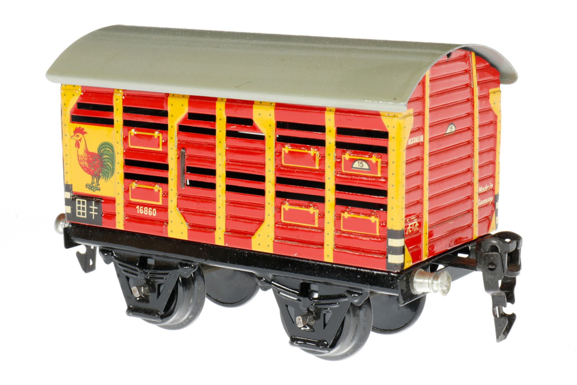 Märklin Kleintierwagen 1686, S 0, CL, mit 1 ST und Zwischenboden, LS und gealterter Lack, L 13, im - Image 2 of 7