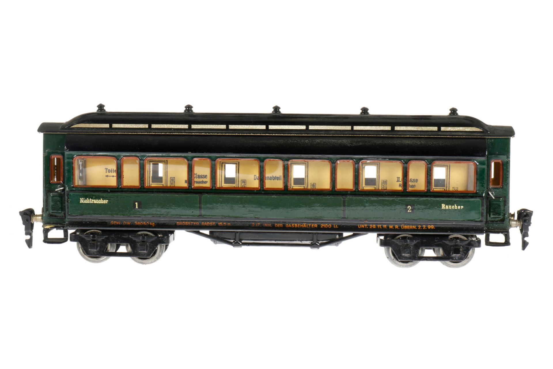 Märklin Personenwagen 1945 G, S 0, HL, mit Inneneinrichtung und 4 AT, Fremdbohrungen im Unterboden