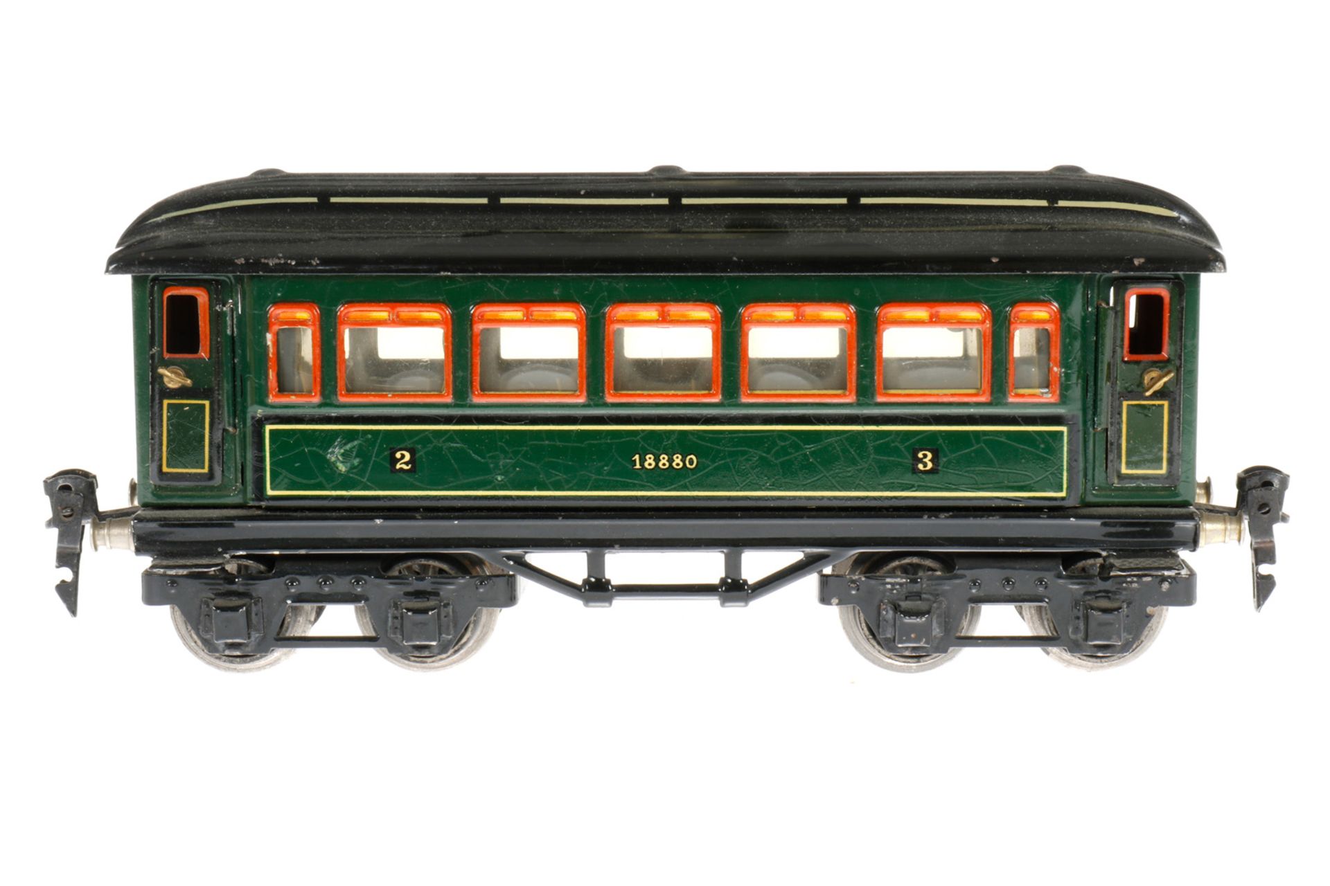 Märklin Personenwagen 1888, S 0, CL, mit Inneneinrichtung und 4 AT, kleine Austupfungen, LS und