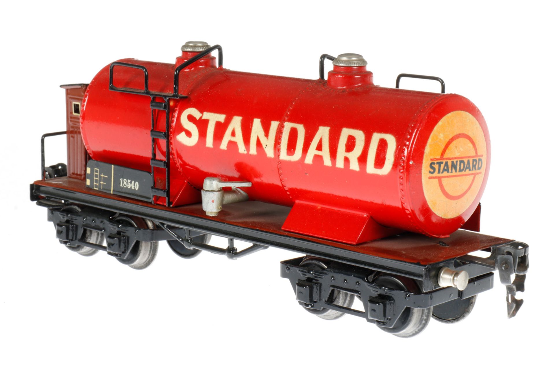 Märklin Standard Kesselwagen 1854, S 0, HL, mit BRH, LS tw ausgeb., gealterter Lack, L 24,5, Z 2-3 - Bild 3 aus 4