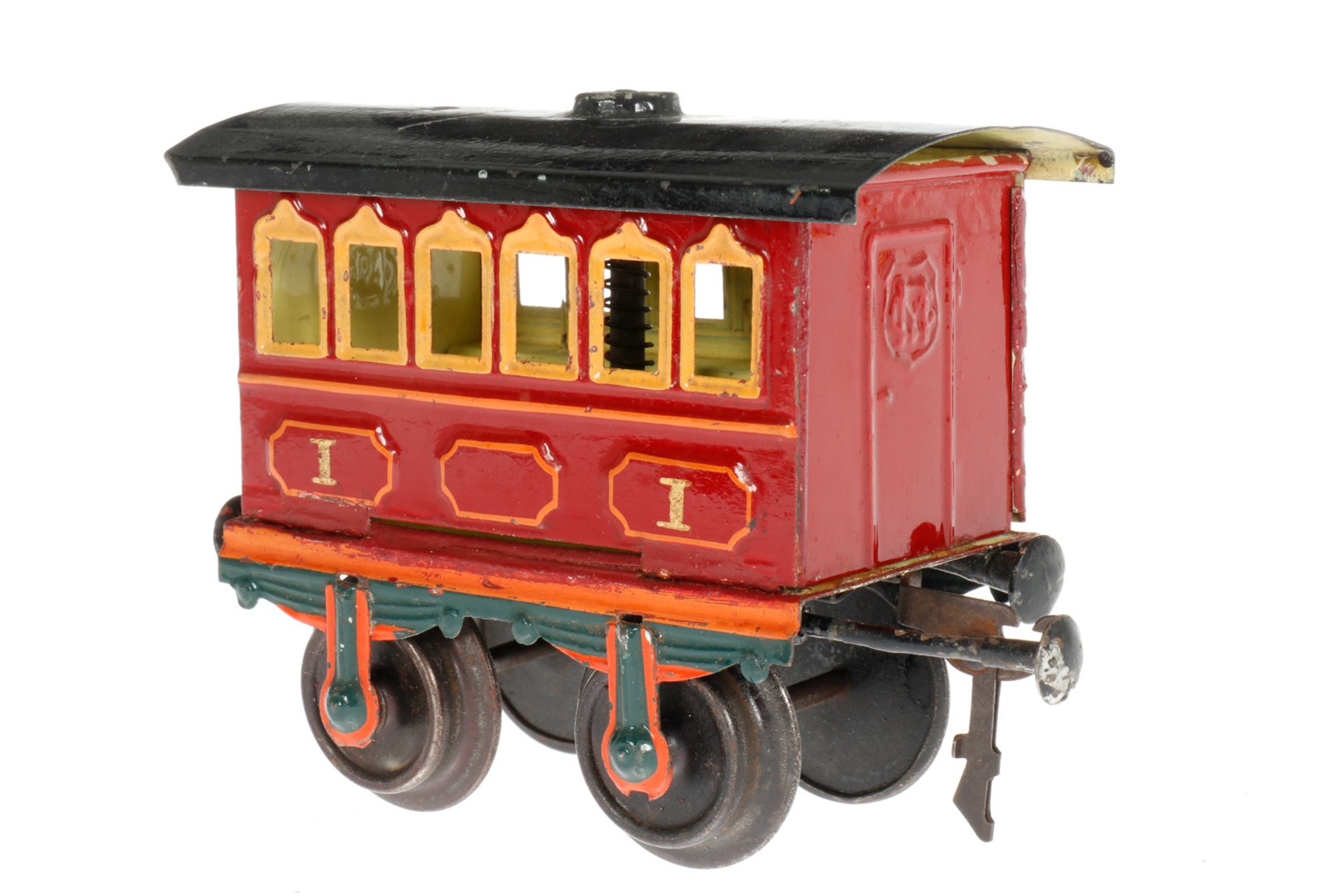 Märklin Katastrophenwagen 1837, S 1, uralt, rot, HL, Mechanik intakt, Lötspuren an 1 abklappbaren - Bild 2 aus 5