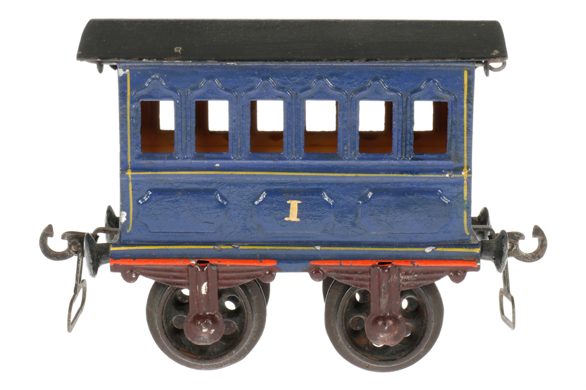 Märklin Personenwagen 1805, S 1, uralt, blau, HL, mit Gussrädern und Bügelkupplungen, kleine