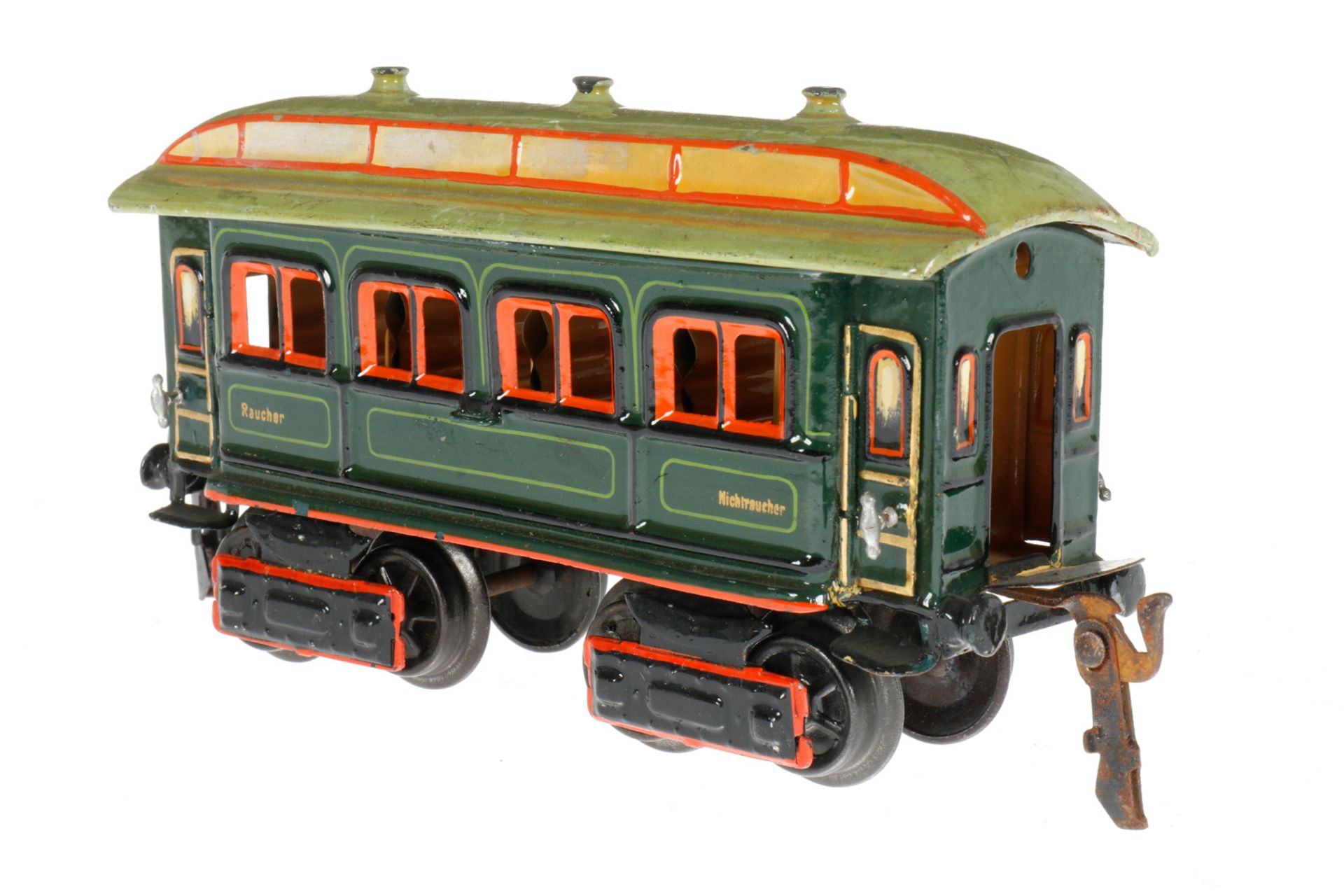 Märklin Personenwagen 1841, S 0, uralt, HL, mit Inneneinrichtung und 4 AT, LS und gealterter Lack, L - Bild 2 aus 5