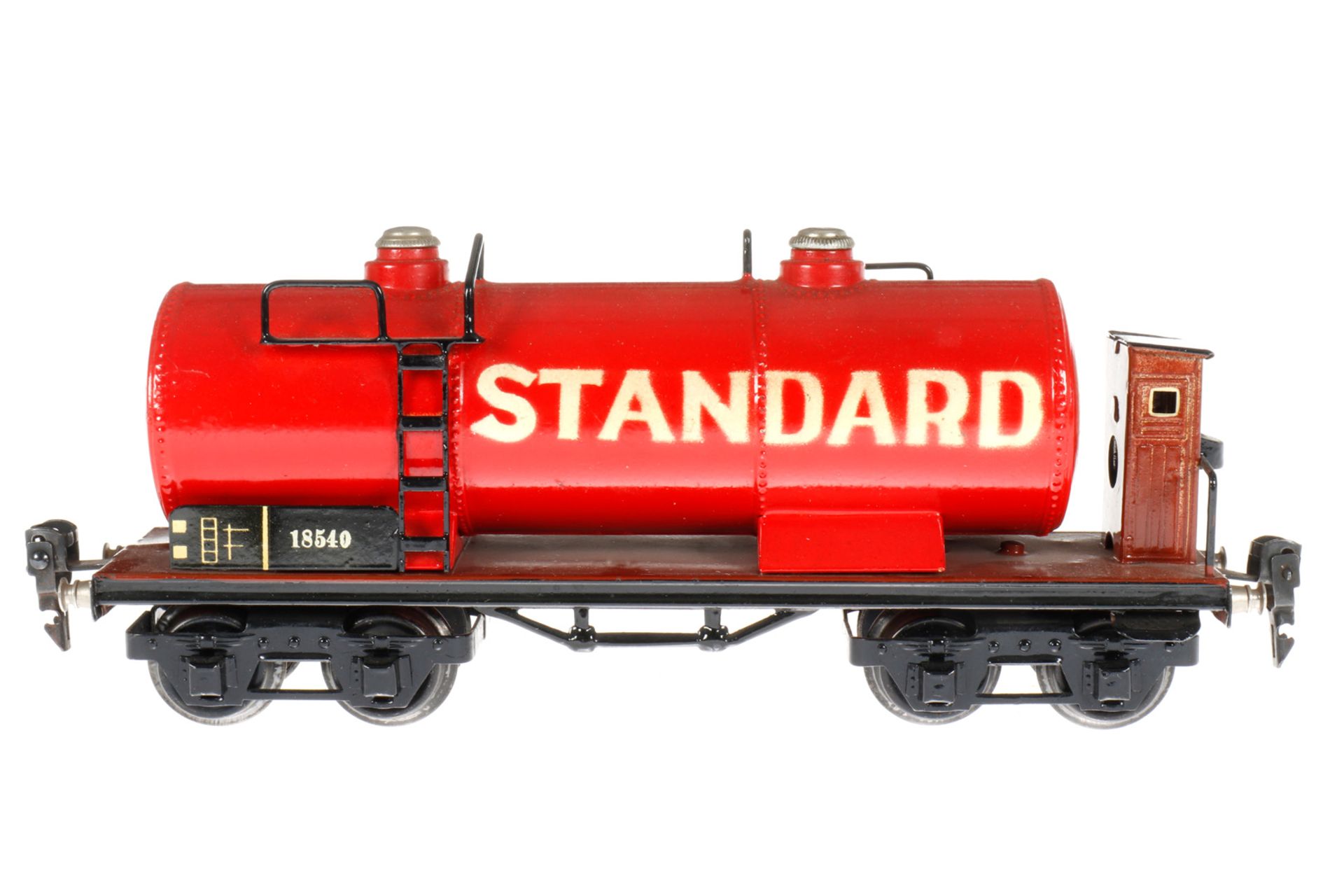 Märklin Standard Kesselwagen 1854, S 0, HL, mit BRH, LS tw ausgeb., gealterter Lack, L 24,5, Z 2-3