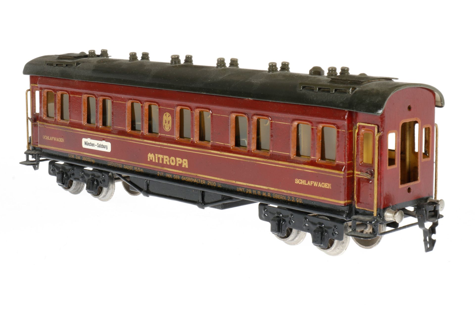 Märklin Mitropa Schlafwagen 1947 G, S 0, HL, mit Inneneinrichtung und 4 AT, Schilder ersetzt, tw - Bild 2 aus 5