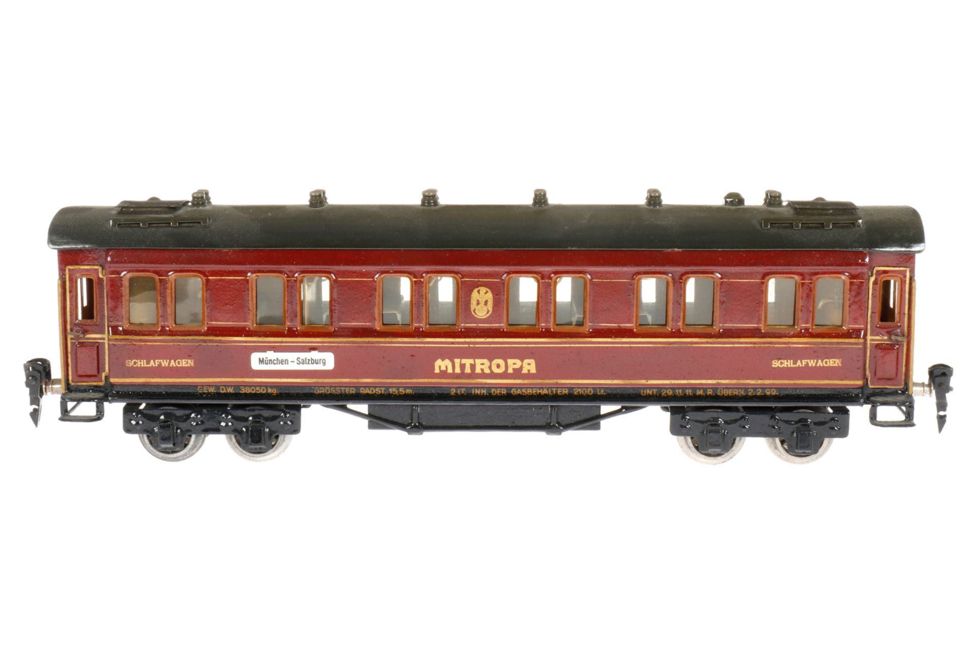 Märklin Mitropa Schlafwagen 1947 G, S 0, HL, mit Inneneinrichtung und 4 AT, Schilder ersetzt, tw