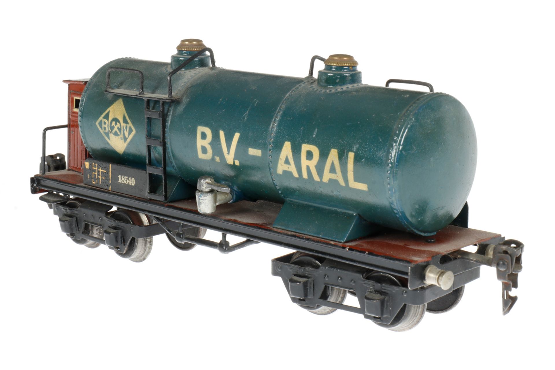 Märklin Aral Kesselwagen 1854, S 0, HL, mit BRH, Schwarzbereiche tw nachlackiert, LS tw ausgeb., - Image 3 of 4