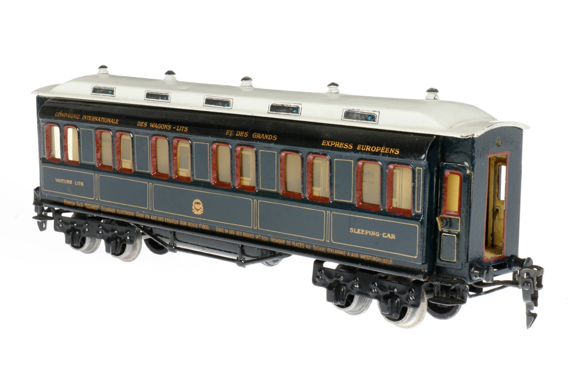 Märklin französischer Schlafwagen 1947 JG, S 0, HL, mit Inneneinrichtung und 4 AT, 1 - Image 3 of 5