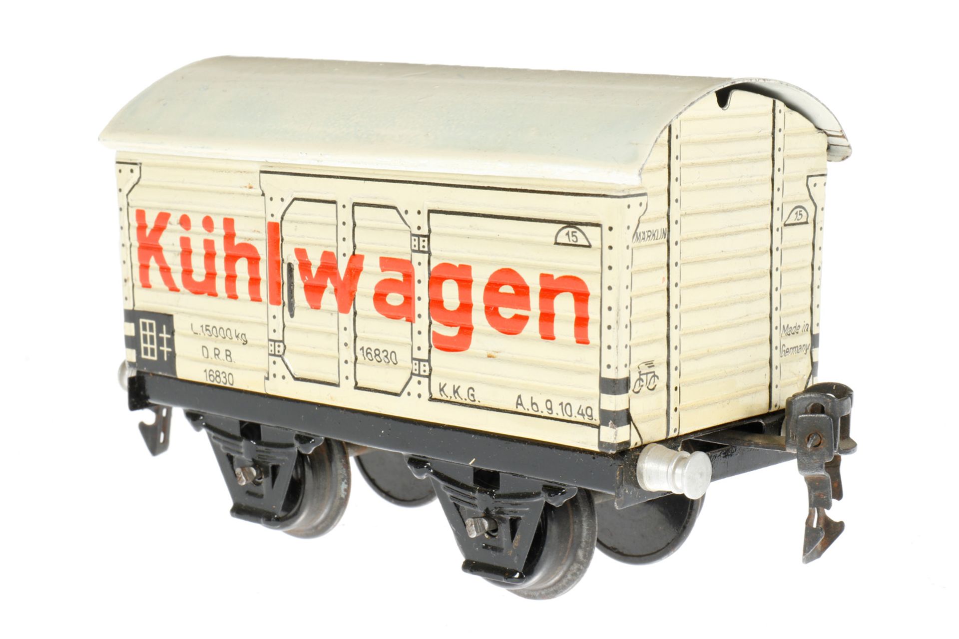 Märklin Kühlwagen 1683, S 0, CL, mit 1 ST, LS und gealterter Lack, L 13, im besch. OK 1681, sonst - Image 3 of 5