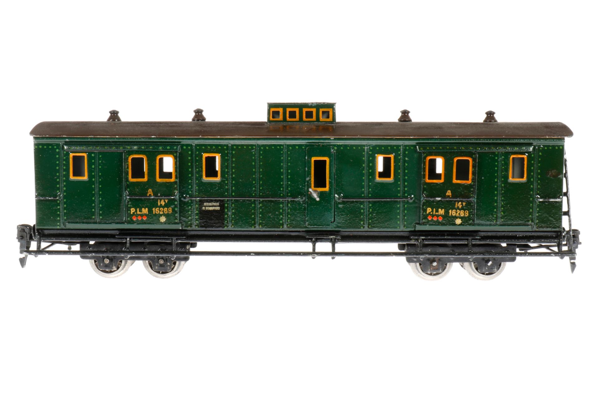 Märklin französischer Gepäckwagen 2998 PLM, S 0, HL, mit 2 AT und 4 ST, lange Trittbretter, LS tw