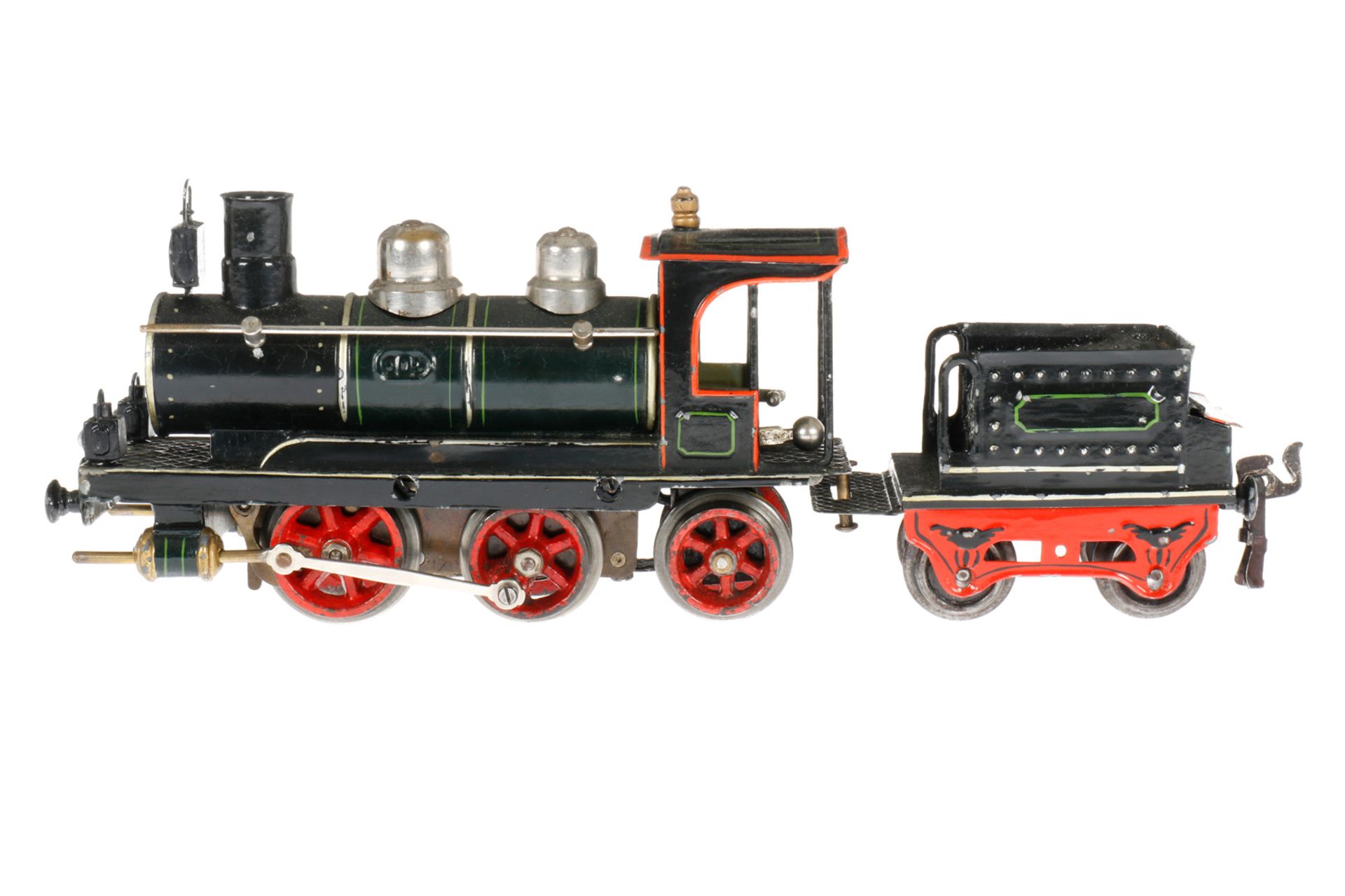 Märklin B-1 Dampflok D 1020, S 0, uralt, Uhrwerk intakt, HL, mit Tender, v+r, Bremse und 3 imit.