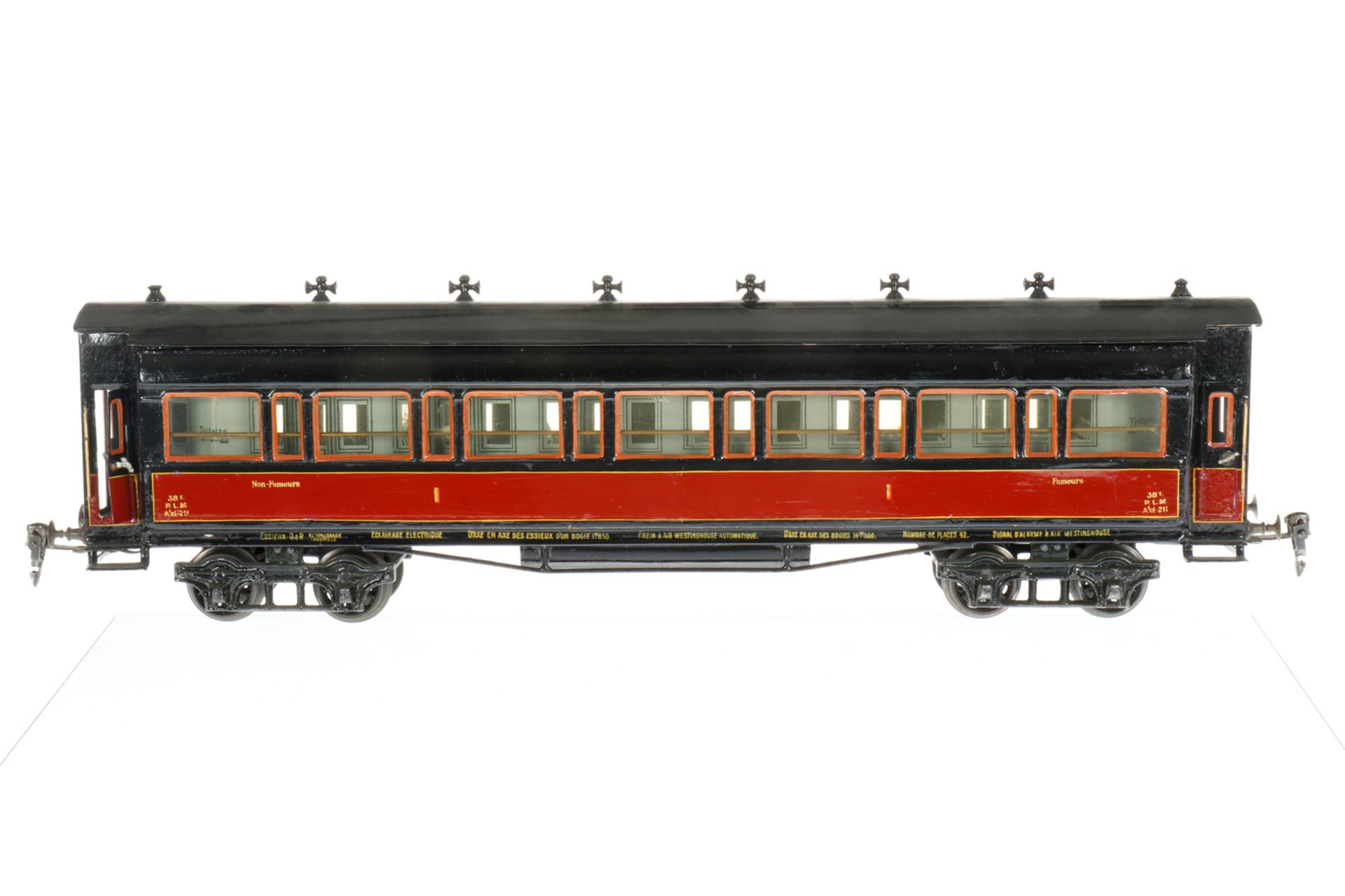 Märklin französischer Personenwagen 1945 G/PLM, S 1, rot/schwarz, HL, mit Inneneinrichtung, 4 AT und