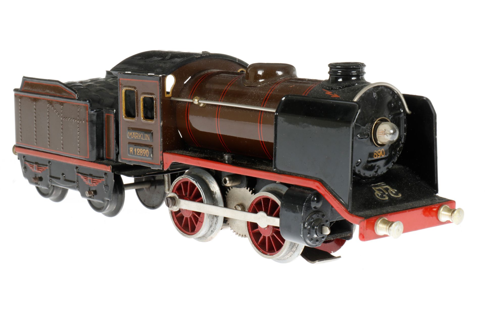 Märklin B-Dampflok R 12890, S 0, elektr., braun/schwarz, mit Tender, gW und 1 el. bel. Stirnlampe, 1 - Bild 2 aus 6