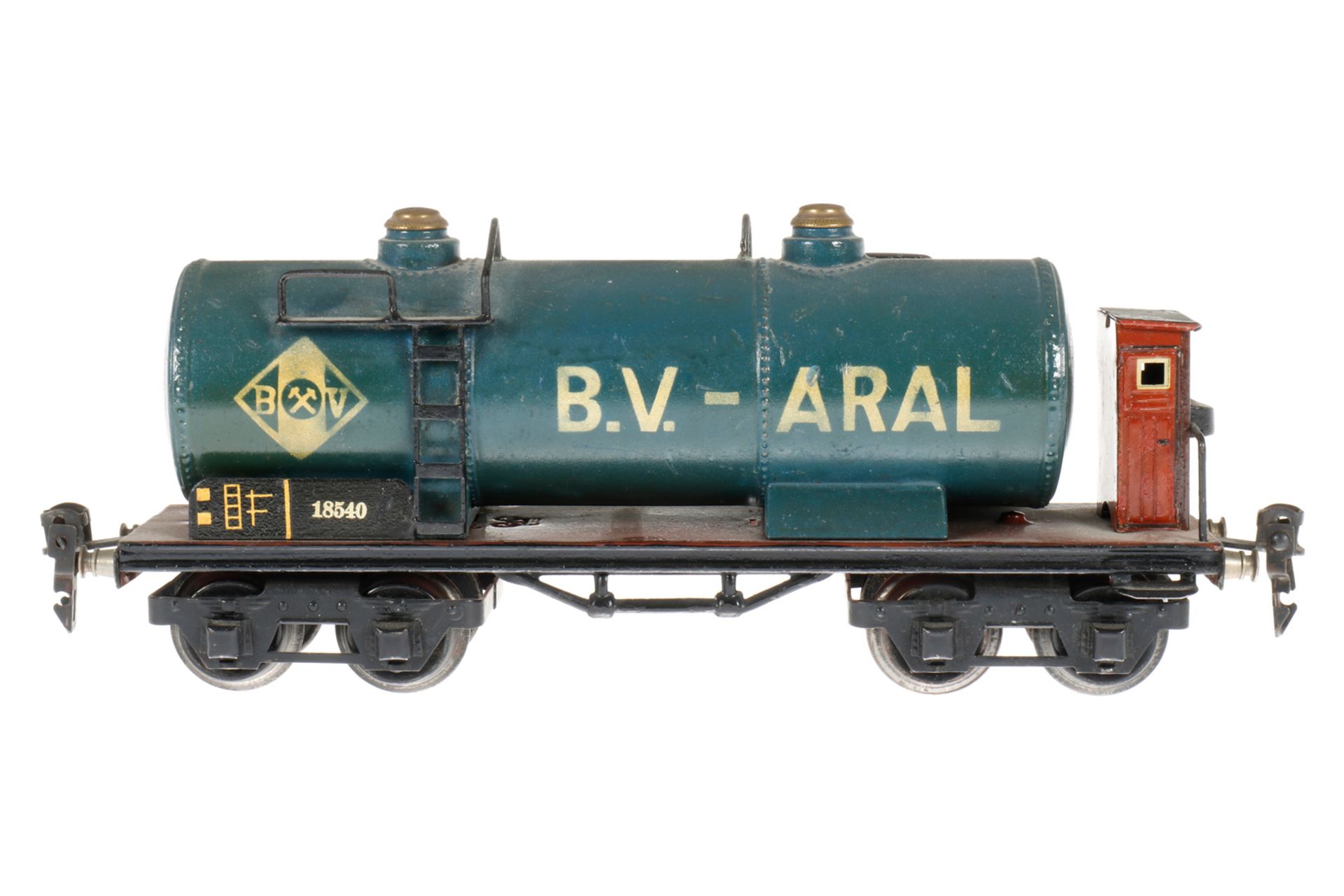 Märklin Aral Kesselwagen 1854, S 0, HL, mit BRH, Schwarzbereiche tw nachlackiert, LS tw ausgeb.,