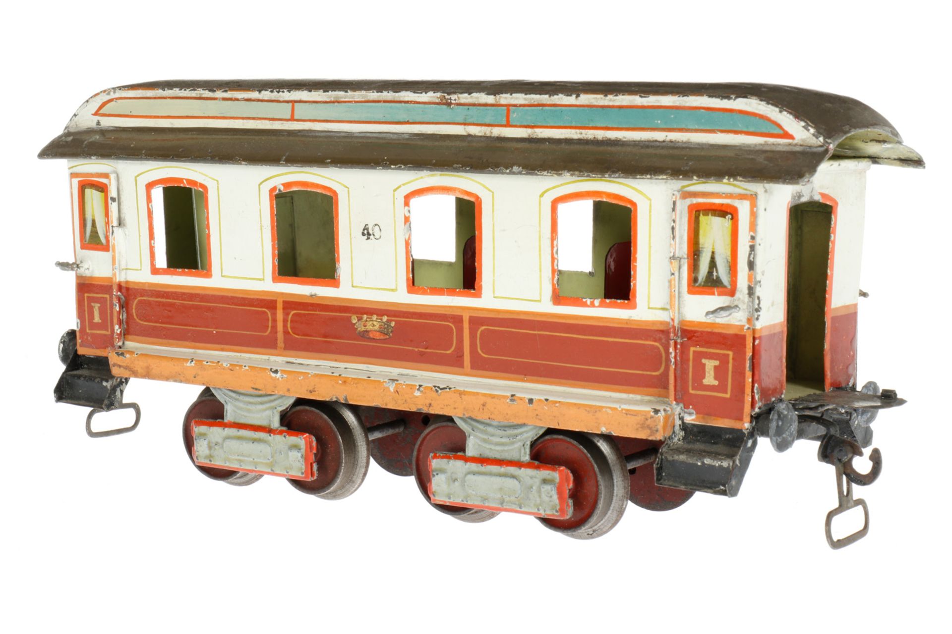 Märklin Schlafwagen “40“ 1843 K, S 1, uralt, braun/weiß, HL, mit Inneneinrichtung (Betten und - Bild 2 aus 6