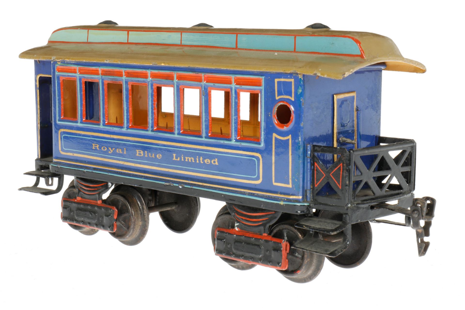 Märklin amerikanischer Personenwagen “Royal Blue Limited“ 1882, S 1, uralt, blau, HL, mit 2 - Bild 2 aus 5