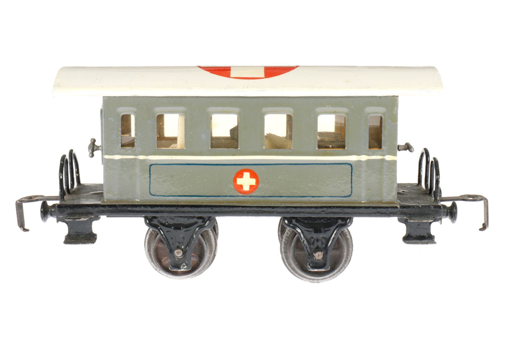 Märklin Sanitätswagen 1828 Op, S 0, HL, mit Operationsraum und Apotheke, 4 AT, Dach tw ausgeb.,