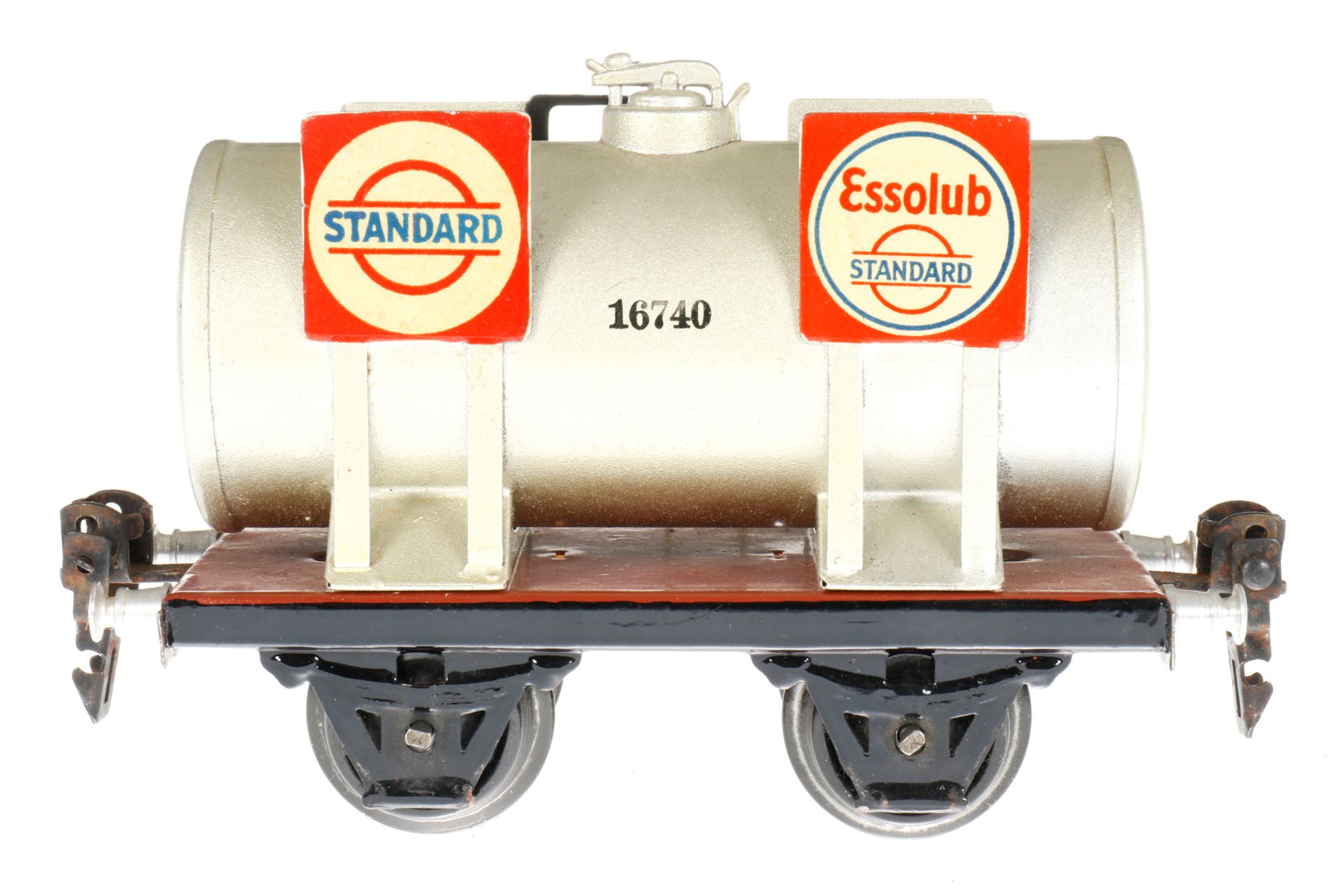 Märklin Standard/Essolub Kesselwagen 1674, S 0, HL, LS und gealterter Lack, L 13, im besch. OK (