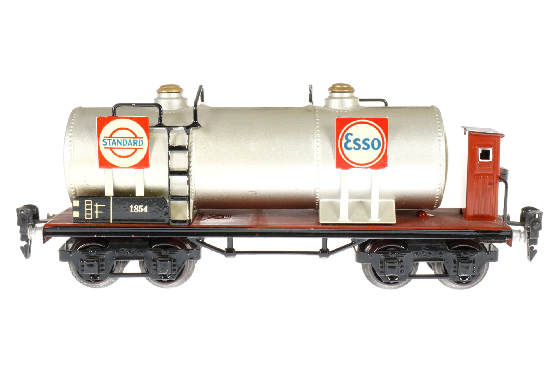 Märklin Standard/Essolub Kesselwagen 1854, S 0, HL, mit BRH, LS und gealterter Lack, L 24,5, sonst Z