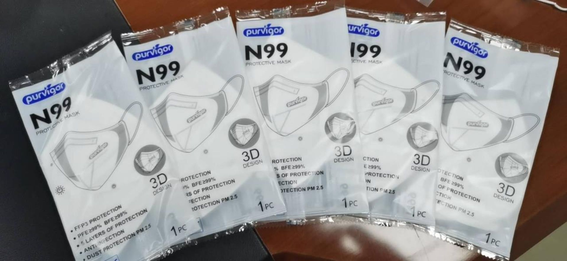 Lot of 250 x Masks. Packaged and labelled as N99 FFP3 Masks. Selling online for £7-£9