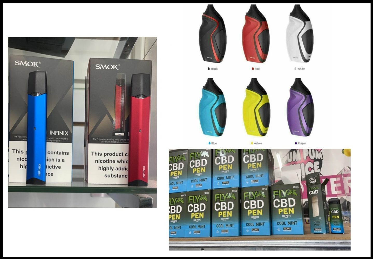 FURTHER REDUCED TO CLEAR - VAPE PRODUCTS. ALL BRAND NEW STOCK. CBD Pens, Smok Infinix Kits, Smok Nord Cube Kits, Over 600 Items