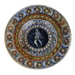 PIATTO IN MAIOLICA POLICROMA, FORNACE EMILIANA, XV-XVI SECOLO