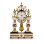 OROLOGIO D'APPOGGIO ROBERT ET FILS IN MARMO BIANCO E PLACCHE DI WEDGWOOD, SVIZZERA, ULTIMO QUARTO DE