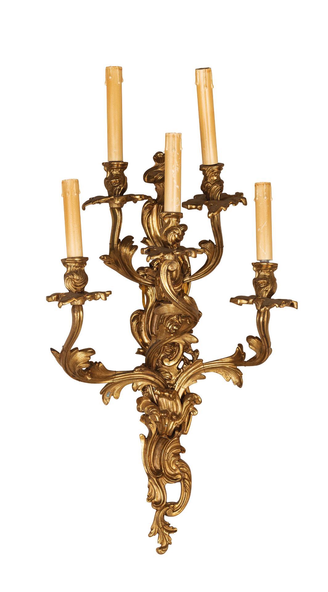 COPPIA DI APPLIQUES IN BRONZO DORATO, XIX-XX SECOLO