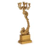 GRANDE CANDELABRO IN BRONZO DORATO, XIX SECOLO