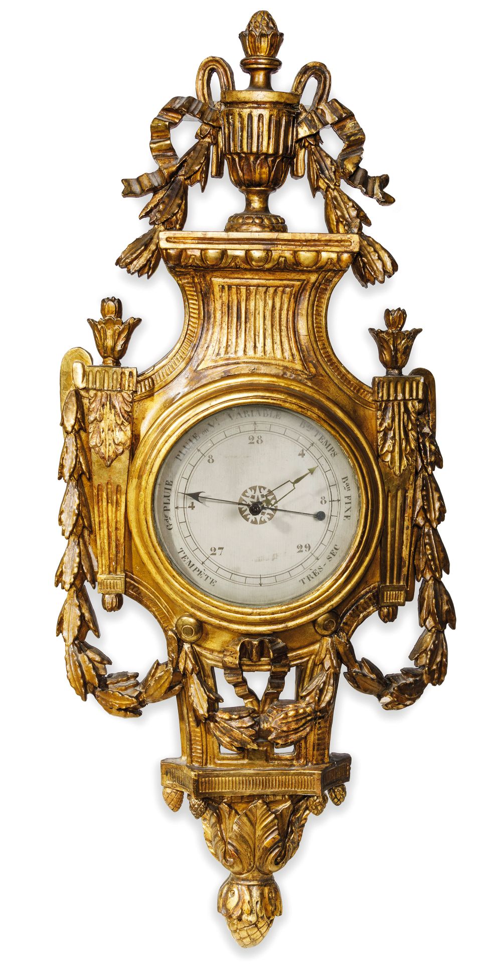 ELEGANTE BAROMETRO IN LEGNO DORATO, FRANCIA, CIRCA 1780