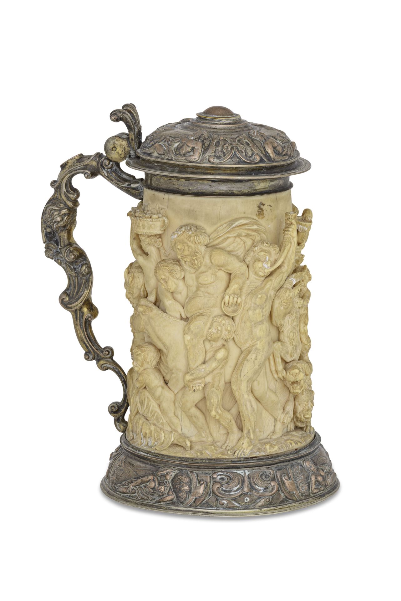 TANKARD IN AVORIO CON MONTATURA IN ARGENTO, GERMANIA, XIX SECOLO - Bild 2 aus 6