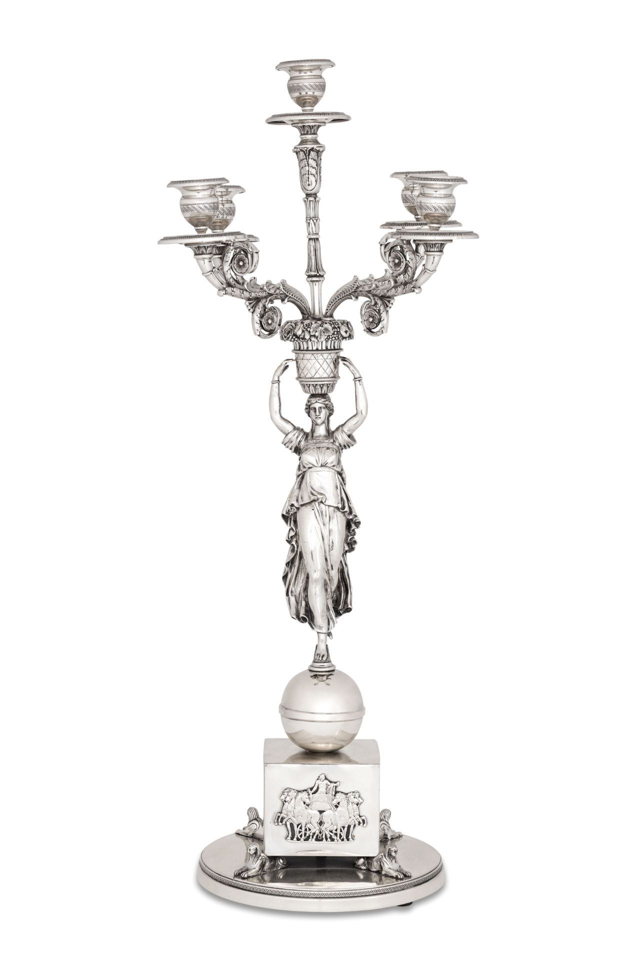 COPPIA DI CANDELABRI IN ARGENTO, ROMA, XX SECOLO,