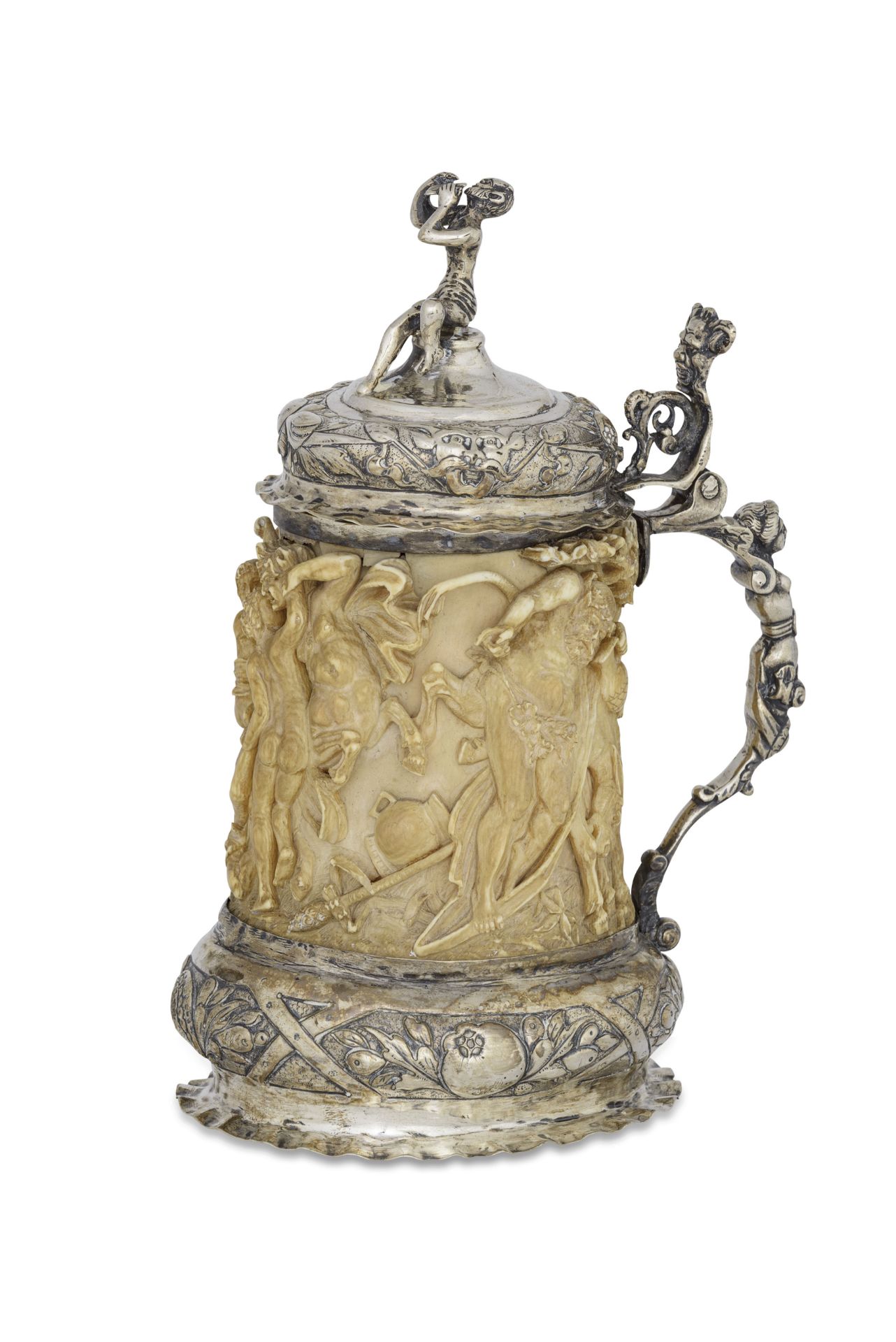 TANKARD IN AVORIO CON MONTATURA IN ARGENTO, GERMANIA, XIX SECOLO - Bild 2 aus 5