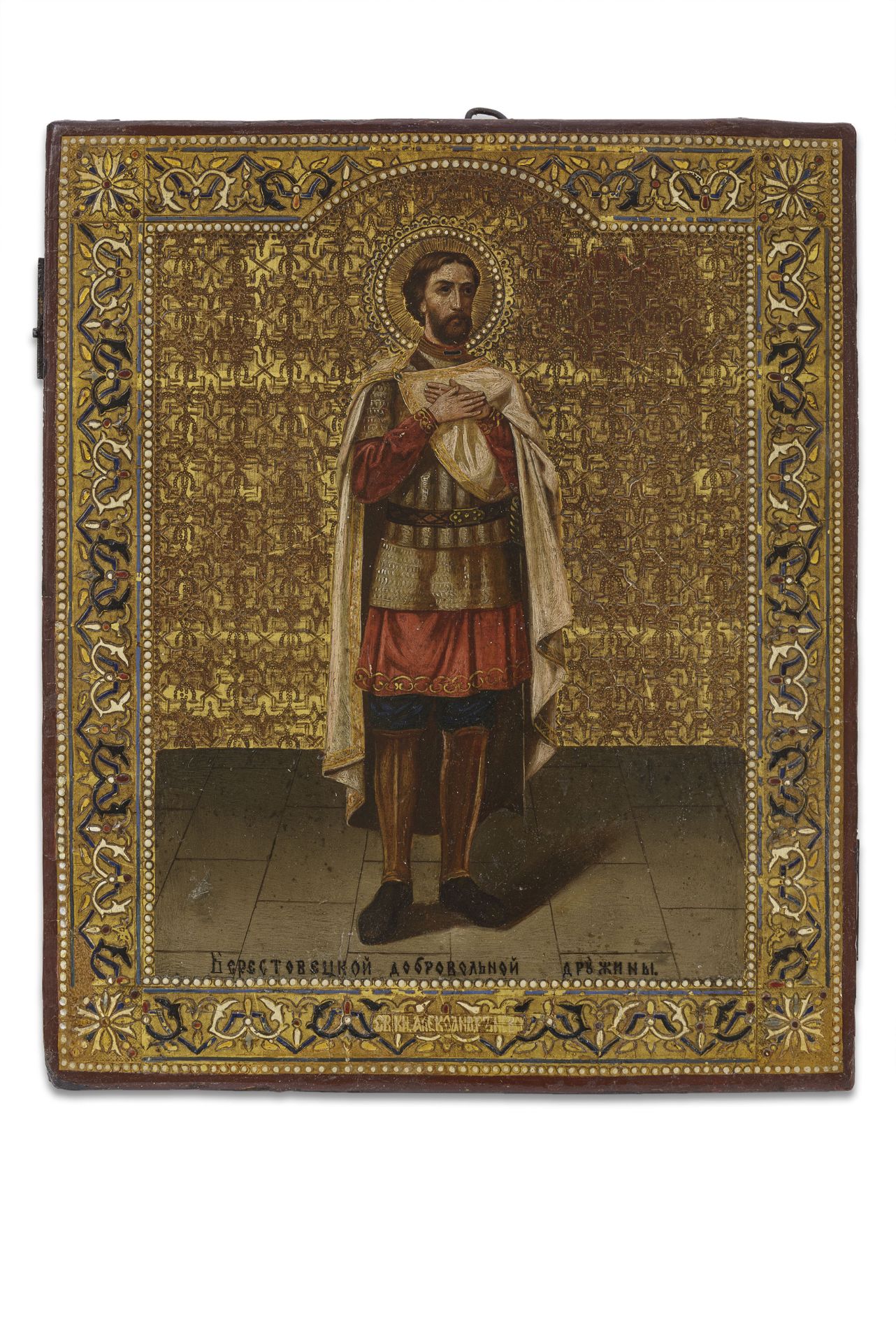 ICONA RAFFIGURANTE SAN ALESSANDRO NEVSKY, RUSSIA, FINE DEL XIX SECOLO