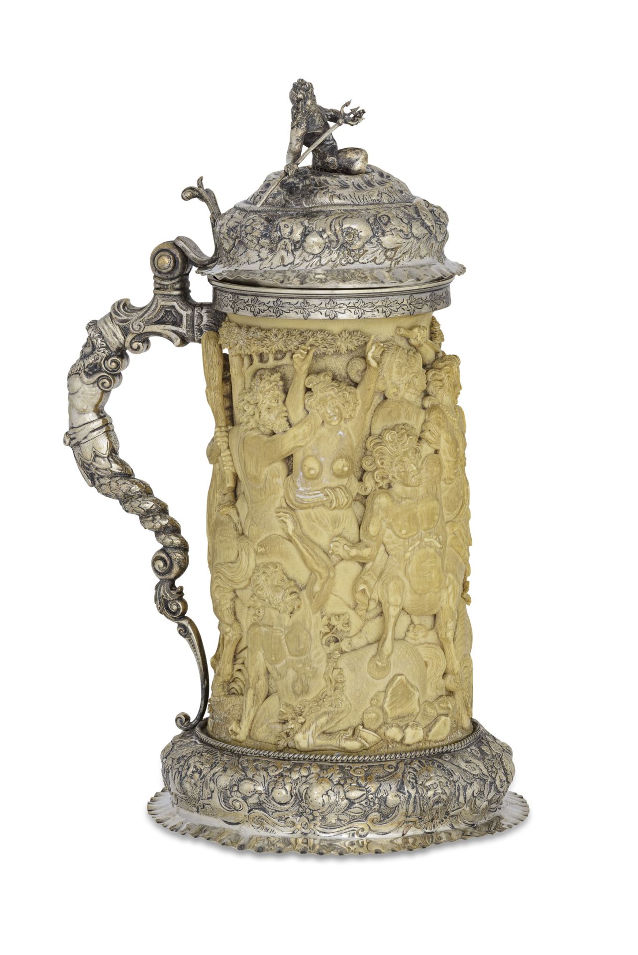 TANKARD IN AVORIO CON MONTATURA IN ARGENTO, GERMANIA, XIX SECOLO - Image 2 of 5