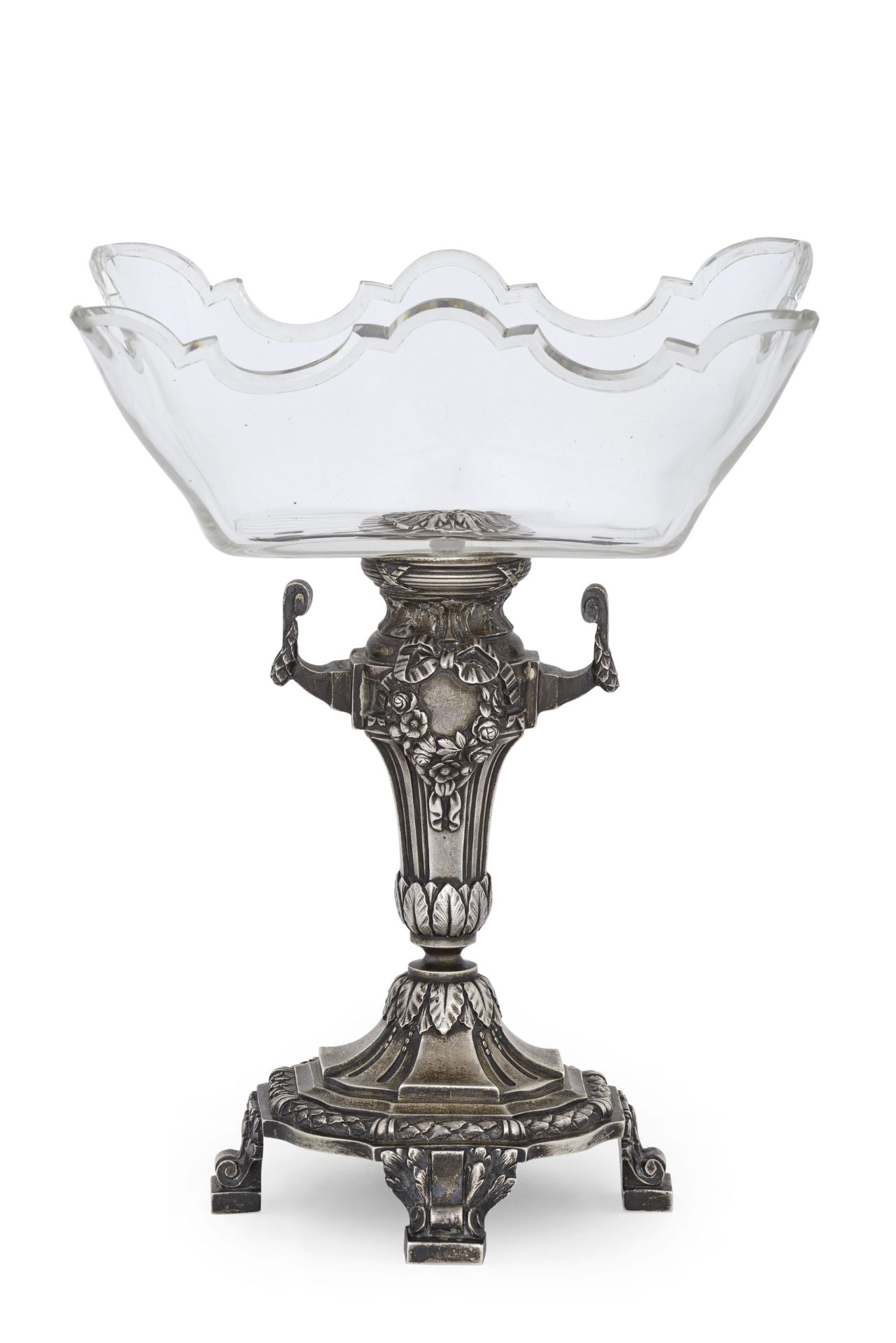 ALZATA IN ARGENTO E CRISTALLO, SAN PIETROBURGO, 1908-1917, ARTEL 1 PER FABERGE', BOLLO CON INSEGNE I