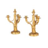 COPPIA DI CANDELABRI IN BRONZO DORATO, FRANCIA, XIX-XX SECOLO